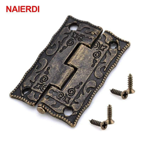 2PCS  Antique Bronze Hinges Cabinet Door Drawer Decorative Mini Hinge For Jewelry Storage Wooden Box Furniture Hardware