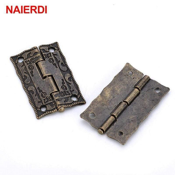 2PCS  Antique Bronze Hinges Cabinet Door Drawer Decorative Mini Hinge For Jewelry Storage Wooden Box Furniture Hardware