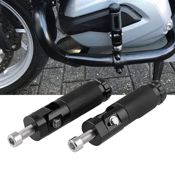 Planet Gates 2pcs Black Aluminum Alloy Motorcycle Folding Footrest Pedals Foot Pegs Scooter Steps CNC Universal Footrest Pedal