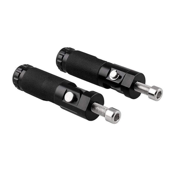 Planet Gates 2pcs Black Aluminum Alloy Motorcycle Folding Footrest Pedals Foot Pegs Scooter Steps CNC Universal Footrest Pedal