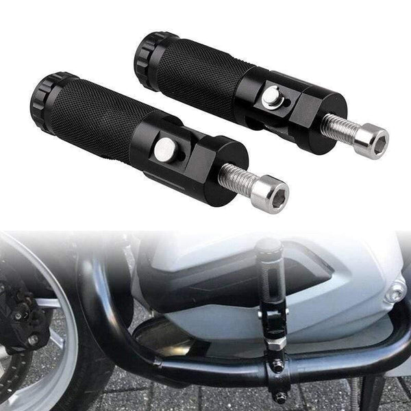 Planet Gates 2pcs Black Aluminum Alloy Motorcycle Folding Footrest Pedals Foot Pegs Scooter Steps CNC Universal Footrest Pedal