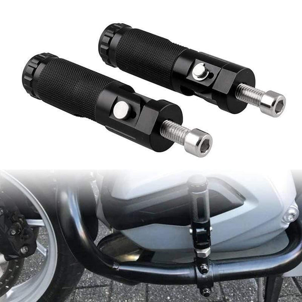 Planet Gates 2pcs Black Aluminum Alloy Motorcycle Folding Footrest Pedals Foot Pegs Scooter Steps CNC Universal Footrest Pedal