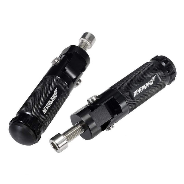 Planet Gates 2pcs Black Sliver CNC Aluminum Universal Motorcycle Motor Bike Folding Footrests Footpegs Foot Rests Pegs Rear Pedals Set Parts