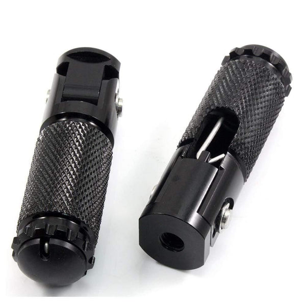 Planet Gates 2pcs Black Sliver CNC Aluminum Universal Motorcycle Motor Bike Folding Footrests Footpegs Foot Rests Pegs Rear Pedals Set Parts