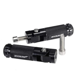 Planet Gates 2pcs Black Sliver CNC Aluminum Universal Motorcycle Motor Bike Folding Footrests Footpegs Foot Rests Pegs Rear Pedals Set Parts