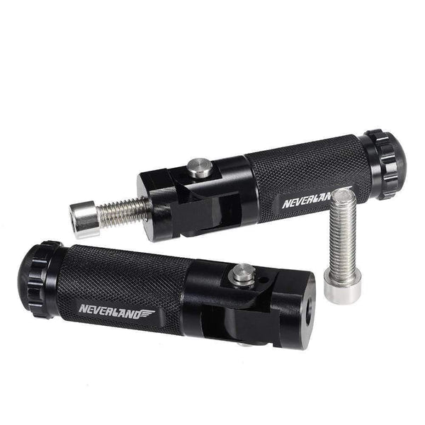 Planet Gates 2pcs Black Sliver CNC Aluminum Universal Motorcycle Motor Bike Folding Footrests Footpegs Foot Rests Pegs Rear Pedals Set Parts