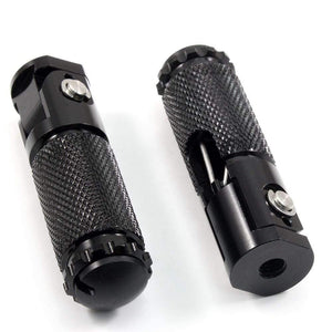 Planet Gates 2pcs Black Sliver CNC Aluminum Universal Motorcycle Motor Bike Folding Footrests Footpegs Foot Rests Pegs Rear Pedals Set Parts