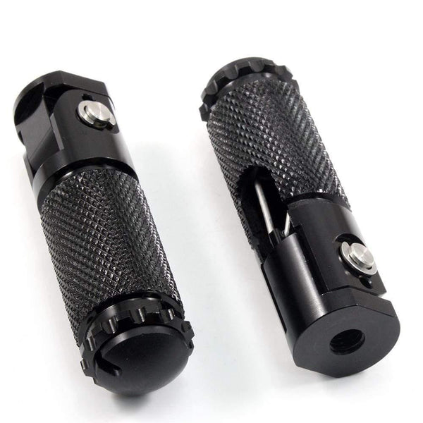 Planet Gates 2pcs Black Sliver CNC Aluminum Universal Motorcycle Motor Bike Folding Footrests Footpegs Foot Rests Pegs Rear Pedals Set Parts