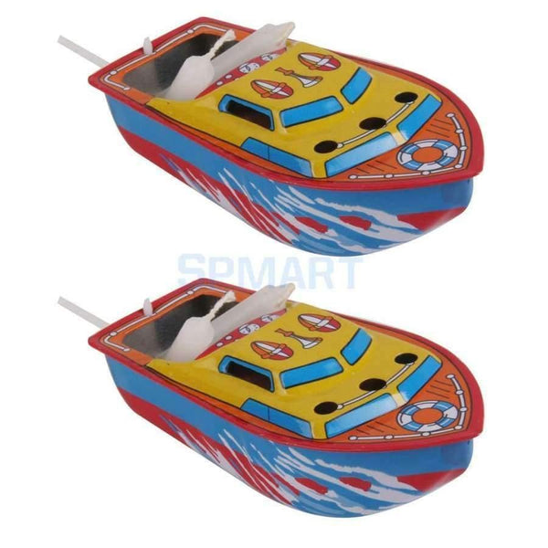 Planet Gates 2Pcs Candle Boat Tin Toy Classic European Water Wind up Iron Toys Multi-colored Collectible Creative Gift for Kids Children