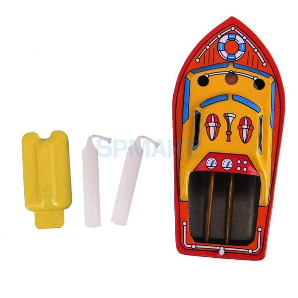Planet Gates 2Pcs Candle Boat Tin Toy Classic European Water Wind up Iron Toys Multi-colored Collectible Creative Gift for Kids Children