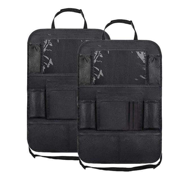 Planet Gates 2PCS Car Backseat Organizer with Touch Screen Tablet Holder + 9 Storage Pockets Kick Mats Car Seat Back Protectors for Kids Toddlers