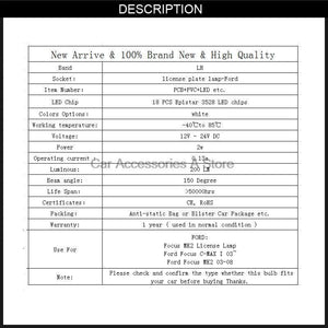 Planet Gates 2pcs Car LED License Number Plate Light Lamp  White Light for Ford Focus 2 C-Max