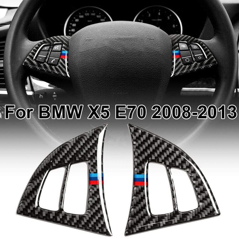 2Pcs Car Steering Wheel Button Trim Sticker For BMW X5 E70 2008-2013 Accessory Parts Vehicles Interior Mouldings Car Stickers