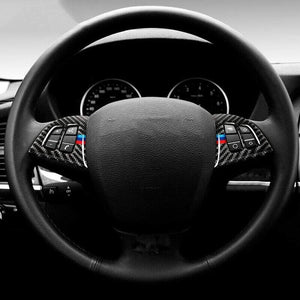 2Pcs Car Steering Wheel Button Trim Sticker For BMW X5 E70 2008-2013 Accessory Parts Vehicles Interior Mouldings Car Stickers
