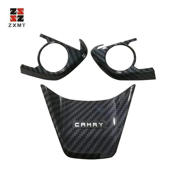 Planet Gates 2PCS carbon fiber Interior Steering Wheel button frame Cover for Toyota Camry 2018 Accessories