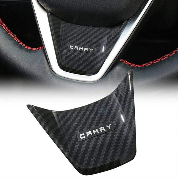 Planet Gates 2PCS carbon fiber Interior Steering Wheel button frame Cover for Toyota Camry 2018 Accessories