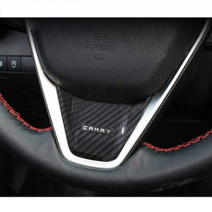Planet Gates 2PCS carbon fiber Interior Steering Wheel button frame Cover for Toyota Camry 2018 Accessories