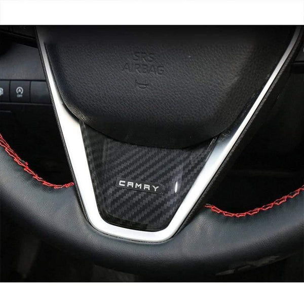 Planet Gates 2PCS carbon fiber Interior Steering Wheel button frame Cover for Toyota Camry 2018 Accessories