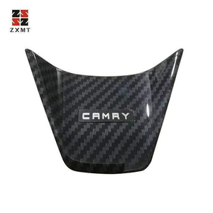 Planet Gates 2PCS carbon fiber Interior Steering Wheel button frame Cover for Toyota Camry 2018 Accessories