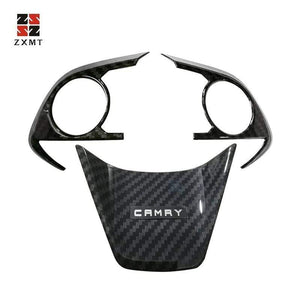 Planet Gates 2PCS carbon fiber Interior Steering Wheel button frame Cover for Toyota Camry 2018 Accessories