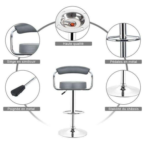 Planet Gates 2pcs Fashion Adjustable Gas Lift Bar Stools Bar Chairs Modern PU Leather Hollow Backrest Kitchen Home Bar Furniture Chair HWC