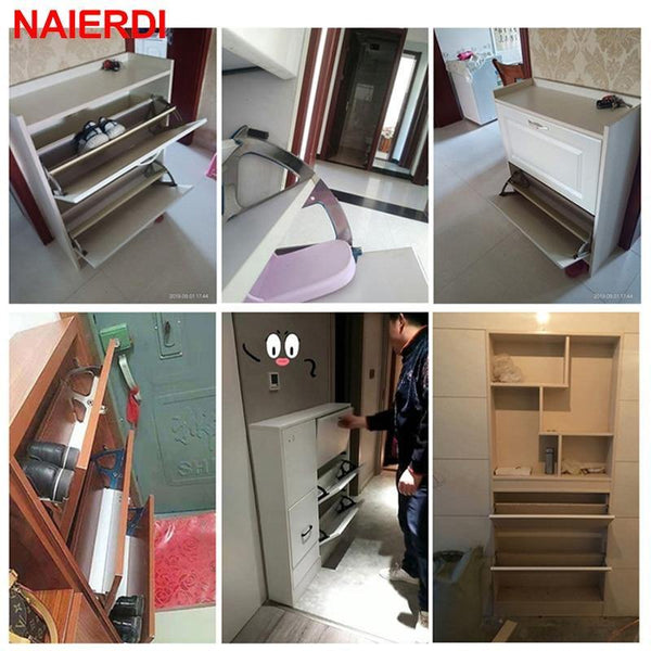 2PCS Furniture Hinges Shoes Drawer Cabinet Hinge Rack Metal Accessories Stainless Steel Foldable Self Fitting Hardware