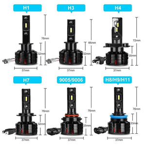 Planet Gates 2Pcs H1 H3 H4 H7 Led Canbus H8 H11 HB3 9005 HB4 9006 Led Headlights Mini 12000LM Car Light Bulbs Error Free Auto Lamp 6000K