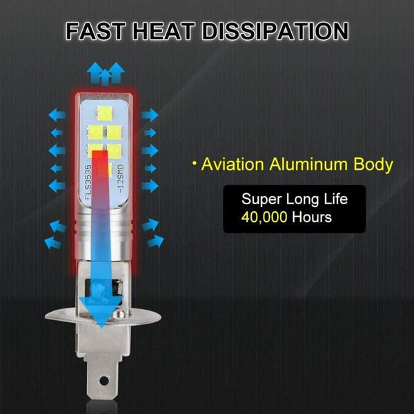 Planet Gates 2Pcs H1 LED Bulb Super Bright 12 3535SMD Car Fog Lights Blub for Auto 12V 24V 6000K White Driving Day Running Lamp Auto