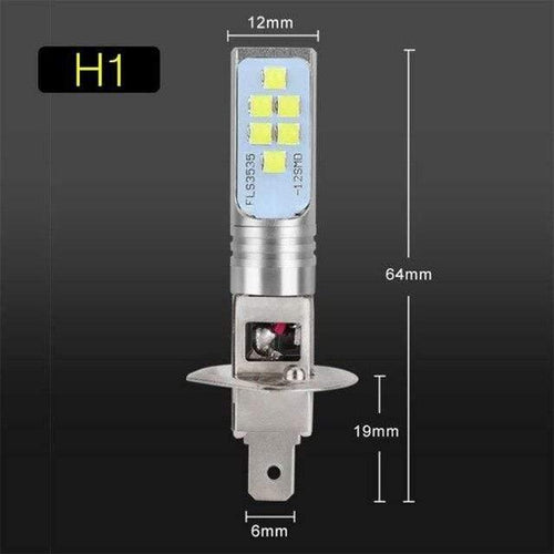 Planet Gates 2Pcs H1 LED Bulb Super Bright 12 3535SMD Car Fog Lights Blub for Auto 12V 24V 6000K White Driving Day Running Lamp Auto