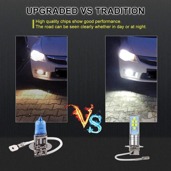 Planet Gates 2Pcs H1 LED Bulb Super Bright 12 3535SMD Car Fog Lights Blub for Auto 12V 24V 6000K White Driving Day Running Lamp Auto