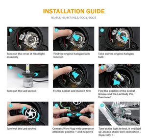 Planet Gates 2PCS H4 H7 Car Headlight 100W 10000LM H11 H1 9006 LED Headlamp Kit High Low Beam Bulbs 6500K  for Led 12V 24V Auto Lamps