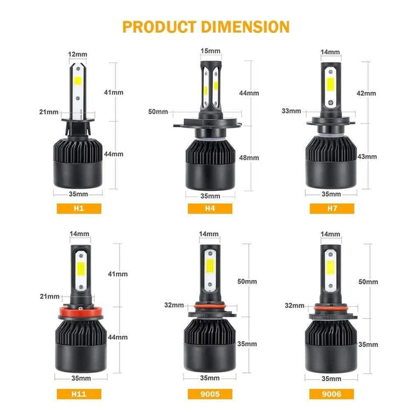 Planet Gates 2PCS H4 H7 Car Headlight 100W 10000LM H11 H1 9006 LED Headlamp Kit High Low Beam Bulbs 6500K  for Led 12V 24V Auto Lamps