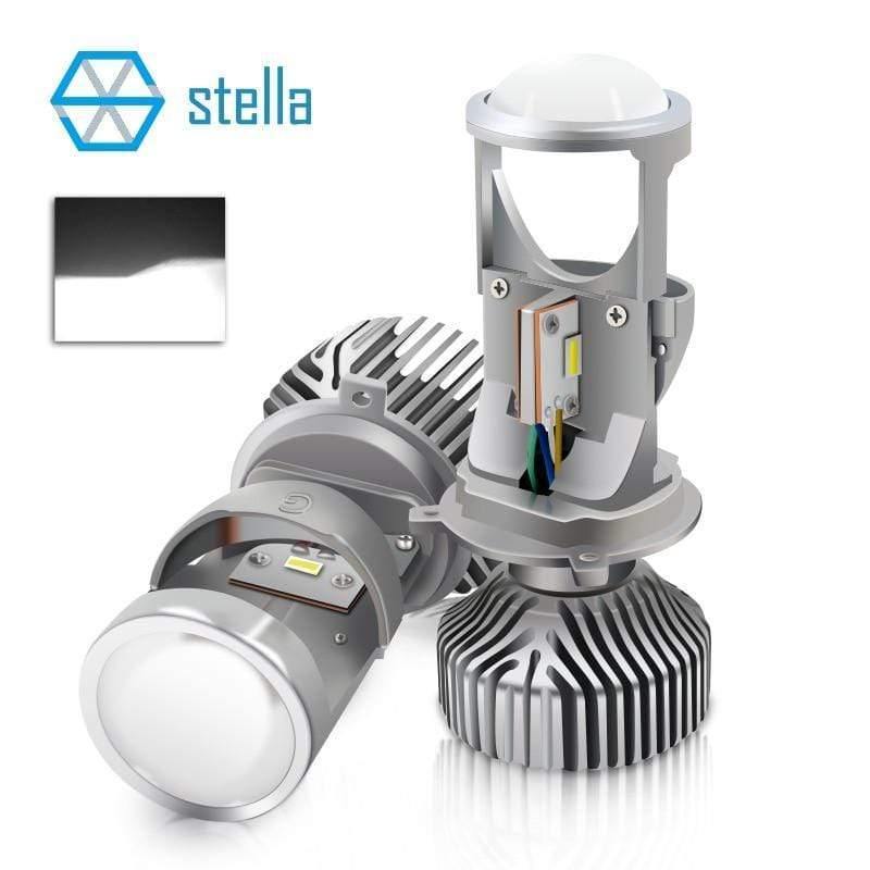 Planet Gates 2pcs H4 LED hi-lo mini projector lens headlight for car clear beam pattern 12V 5500k no astigmatic problem lifetime warranty