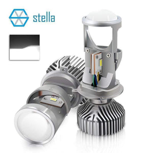 Planet Gates 2pcs H4 LED hi-lo mini projector lens headlight for car clear beam pattern 12V 5500k no astigmatic problem lifetime warranty