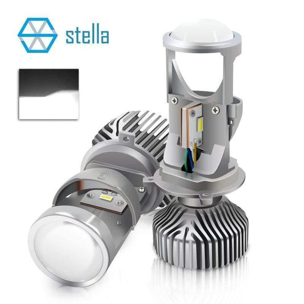 Planet Gates 2pcs H4 LED hi-lo mini projector lens headlight for car clear beam pattern 12V 5500k no astigmatic problem lifetime warranty