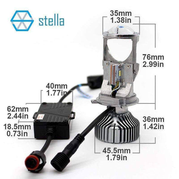 Planet Gates 2pcs H4 LED hi-lo mini projector lens headlight for car clear beam pattern 12V 5500k no astigmatic problem lifetime warranty