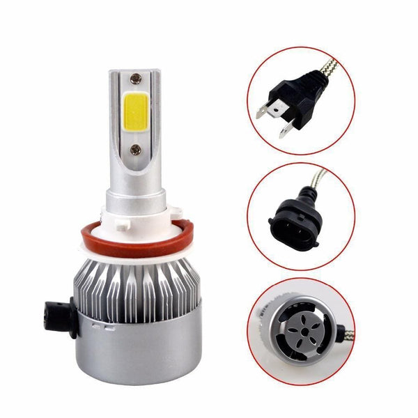 Planet Gates 2PCS H7 H4 LED H1 H9 H8 H11 Bulb 72W Headlights Auto Lamp With Fan Car COB Light 6000K White 12V Automobile LED lamp BH