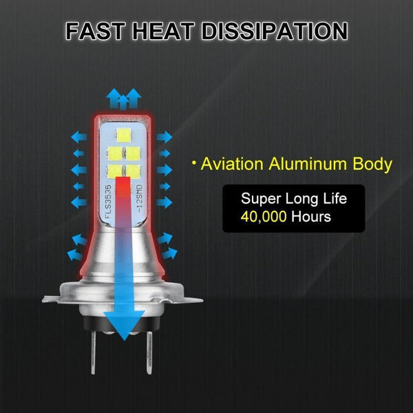 Planet Gates 2pcs H7 LED Bulbs Car Fog Lamp 1400LM Driving Lamp Replacement for Fog Lights 6000K White Auto DC 12V 24V