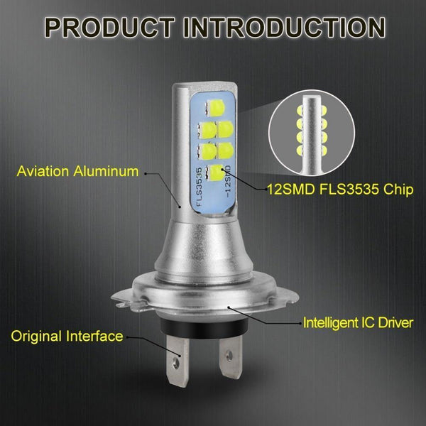 Planet Gates 2pcs H7 LED Bulbs Car Fog Lamp 1400LM Driving Lamp Replacement for Fog Lights 6000K White Auto DC 12V 24V