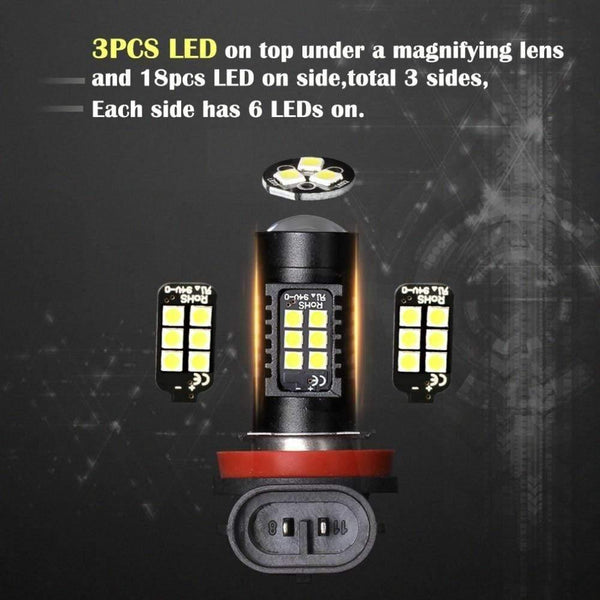 Planet Gates 2Pcs H8 H11 Led HB4 9006 HB3 9005 Fog Lights Bulb 3030SMD 1200LM 6000K White Car Driving Running Lamp Auto Leds Light 12V 24V