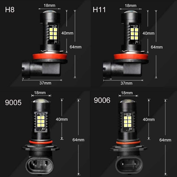 Planet Gates 2Pcs H8 H11 Led HB4 9006 HB3 9005 Fog Lights Bulb 3030SMD 1200LM 6000K White Car Driving Running Lamp Auto Leds Light 12V 24V