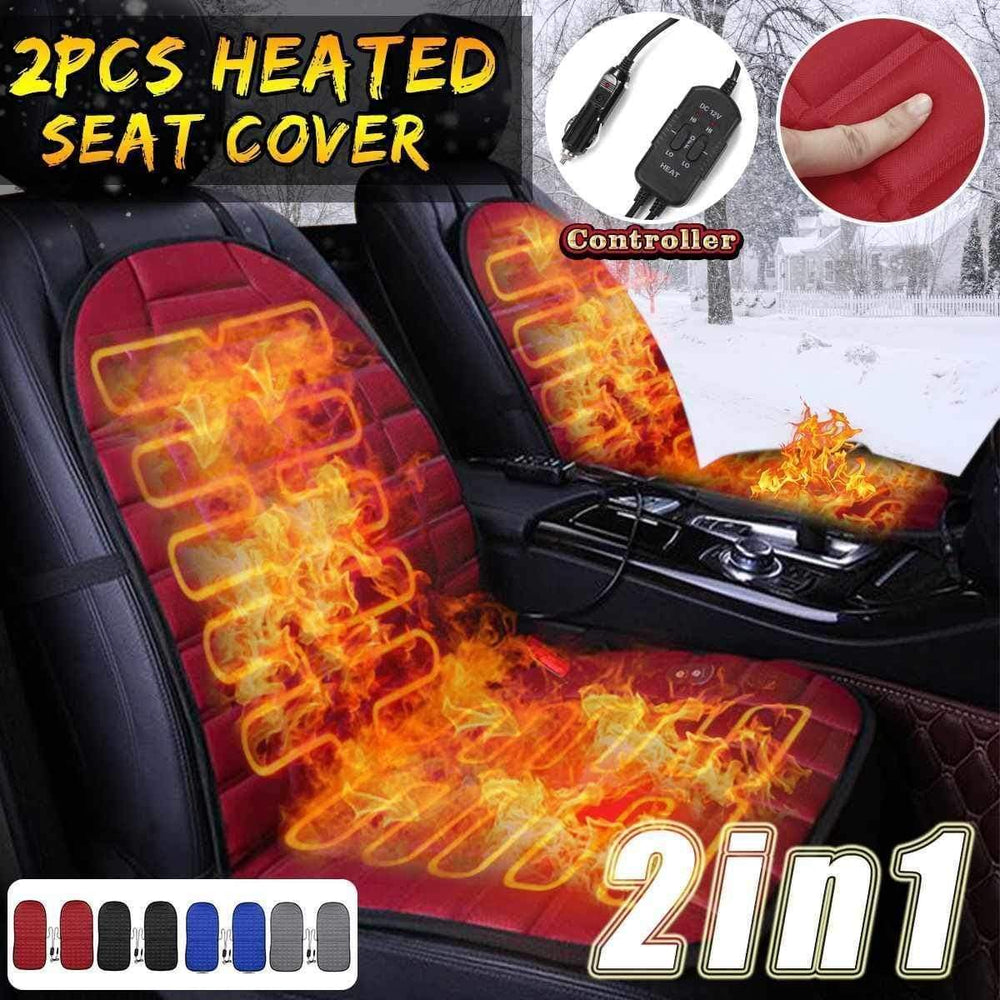 Planet Gates 2Pcs In 1 Fast Heated & Adjustable Black/Grey/Blue/Red Car Electric Heated Seat Car Styling Winter Pad Cushions Auto Covers
