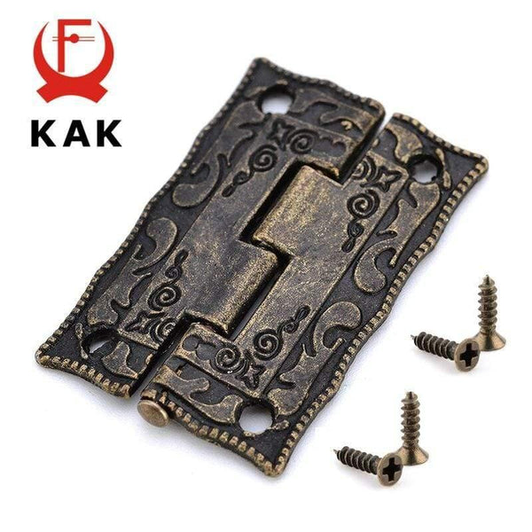 2PCS KAK Antique Bronze Hinges Cabinet Door Drawer Decorative Mini Hinge For Jewelry Storage Wooden Box Furniture Hardware