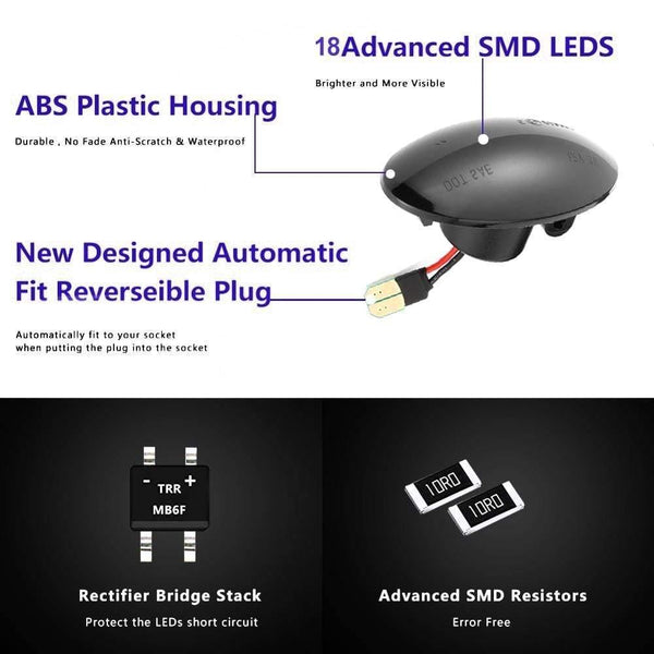 Planet Gates 2pcs Led Dynamic Side Marker Turn Signal Light For Nissan Cube Z12 Juke 2011 Leaf qashqai 2011-2013 Benz Smart