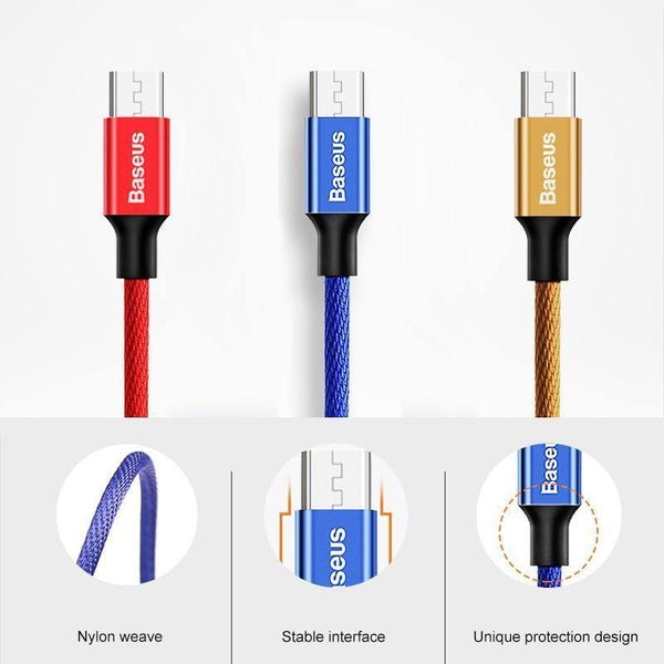 Planet Gates 2pcs/lot, Baseus Micro USB Cable 2A Fast Data Sync Charging Microusb Charger For Samsung Xiaomi HTC Android Mobile Phone Cables