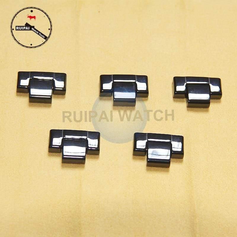 Planet Gates 2pcs/lot Black Ceramic Watch Strap Tail Grains Connect Parts for AR1400