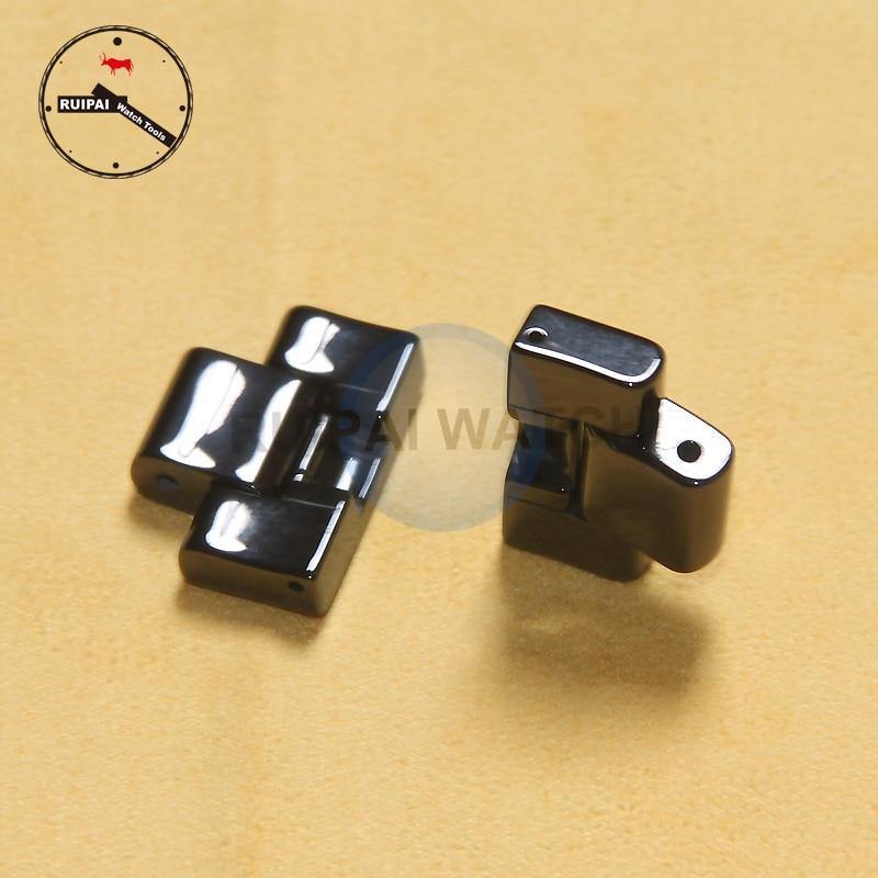 Planet Gates 2pcs/lot Black Ceramic Watch Strap Tail Grains Connect Parts for AR1400