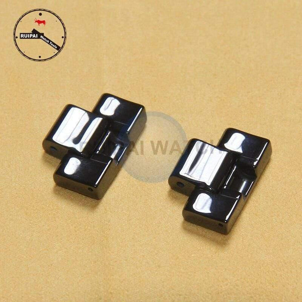 Planet Gates 2pcs/lot Black Ceramic Watch Strap Tail Grains Connect Parts for AR1400