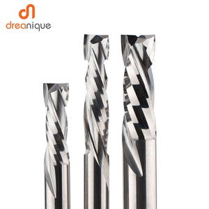 Planet Gates 2PCS/LOT Compression Milling Cutter Woodwork DOWN Cut Two Flute Spiral Carbide Milling Tool CNC Router Bits Wood End Mill Cutter