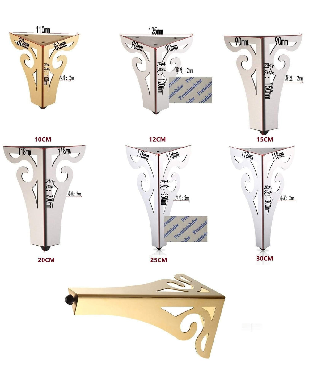 2Pcs/Lot Stainless Steel Furniture Sofa Legs European Hollow Out Flower Pattern Cabinet Feet Hardware Accessories Gold Polished